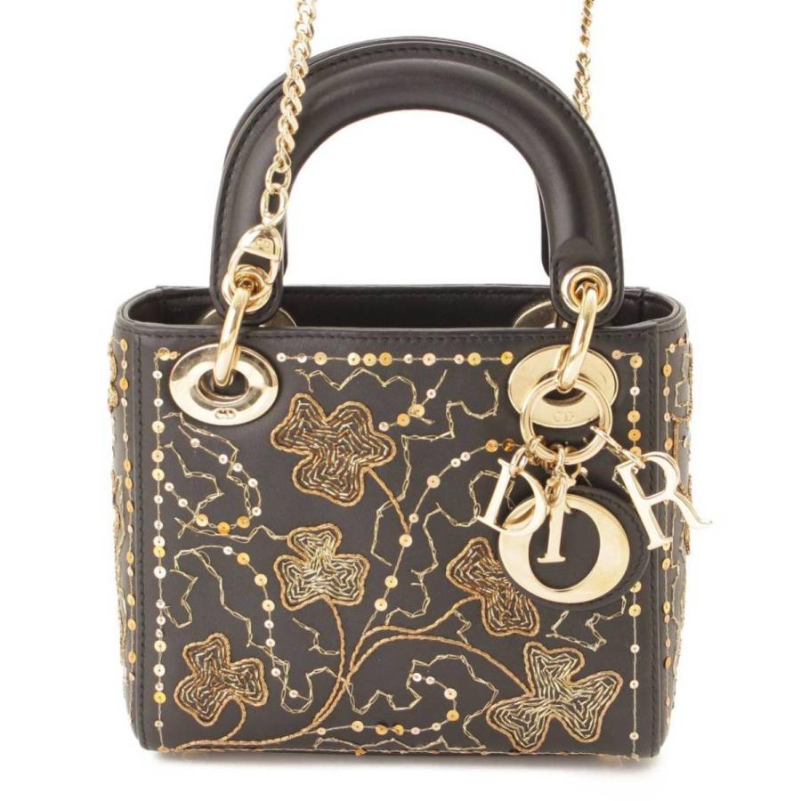 Christian Dior レディディオール レザー スパンコール 2wayバッグ  