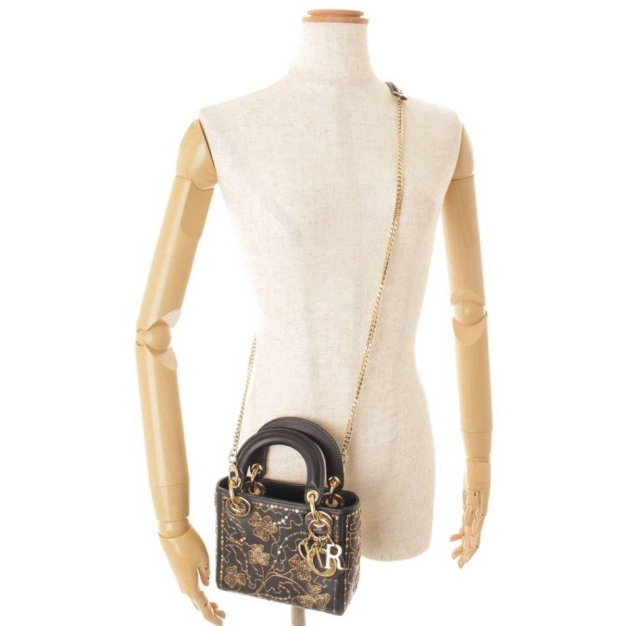 Christian Dior レディディオール レザー スパンコール 2wayバッグ  