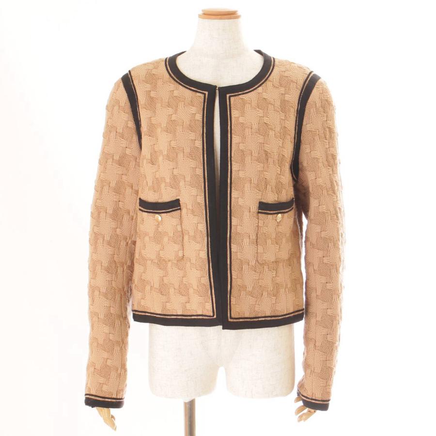 CHANEL 【シャネル】Chanel 08A ウール×シルク ココマーク ノーカラー  