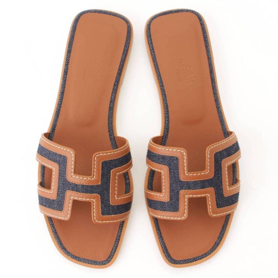 HERMES エルメス オラン レザー サンダル ブラウン 36 HERMES