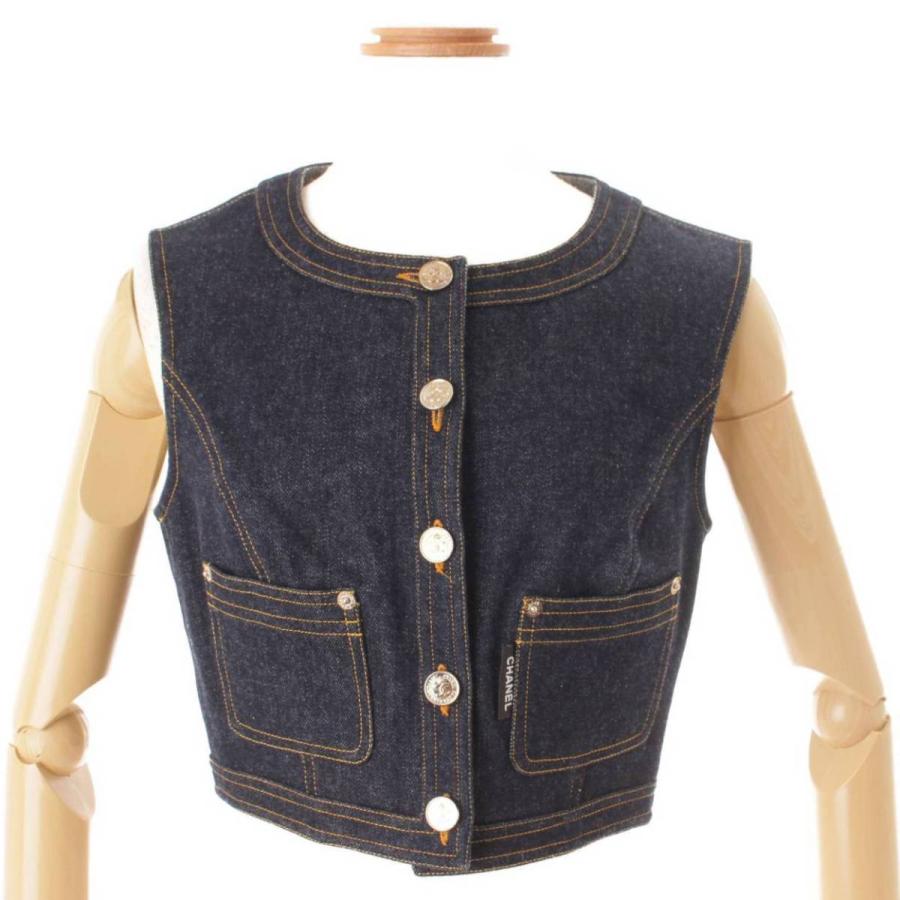 Chanel ヴィンテージ ココマーク クロップド デニム 6833V732 ベスト