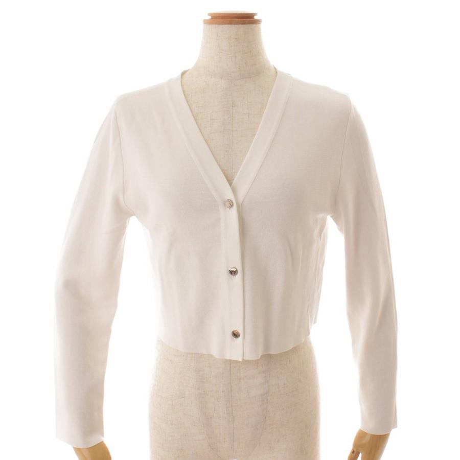 FoxeyフォクシーラフェットロゴボタンVネックカーディガン