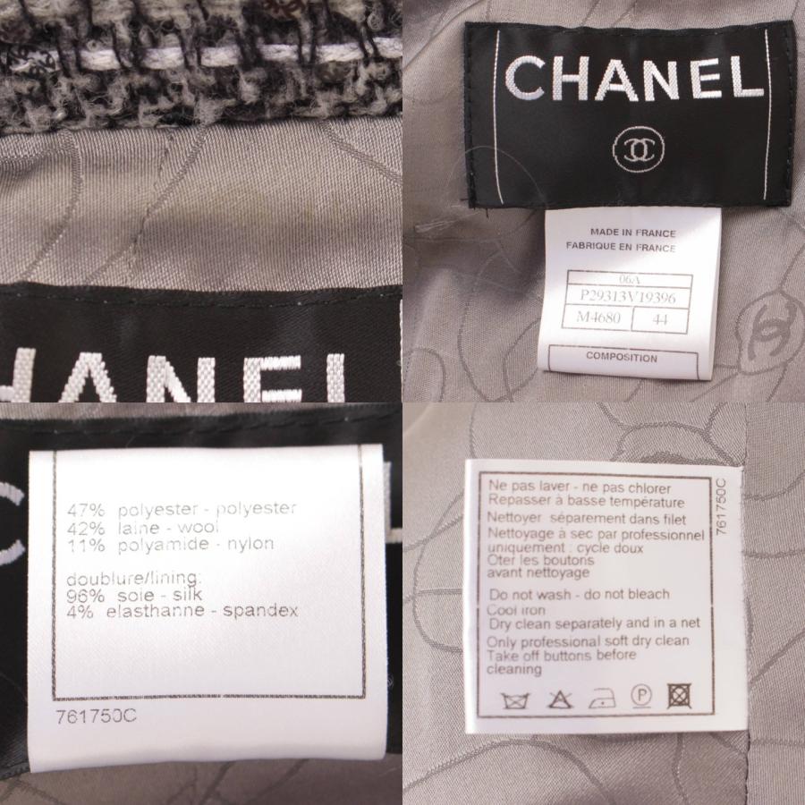 【シャネル】Chanel 06A ココマークスパンコール ツイードジャケット P29313 グレー 44 【中古】【正規品保証】161993