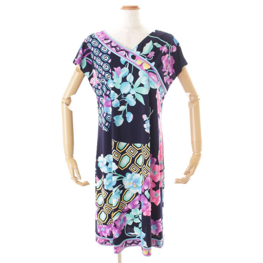 LEONARD 【レオナール】LEONARD カンカン 花柄 総柄 半袖 ワンピース  