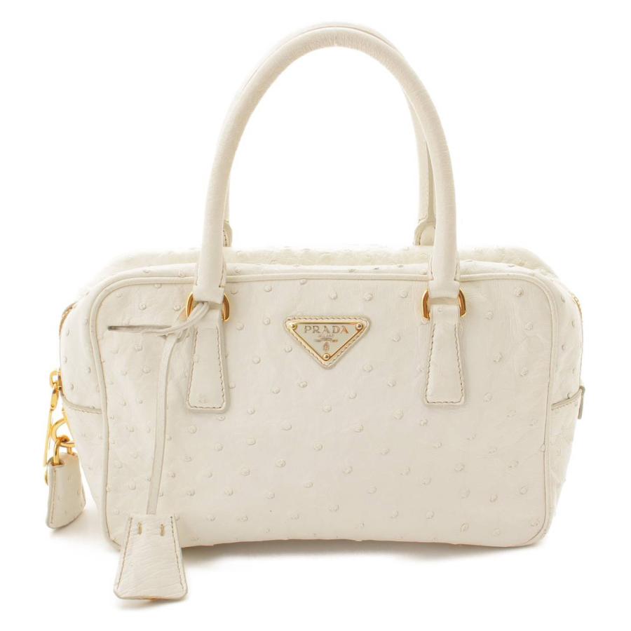 PRADA 【プラダ】Prada トライアングル ロゴ オーストリッチ レザー 