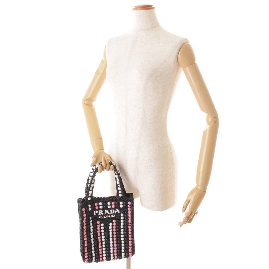 PRADA 【プラダ】Prada ラフィア ウッドビーズ トートバッグ 