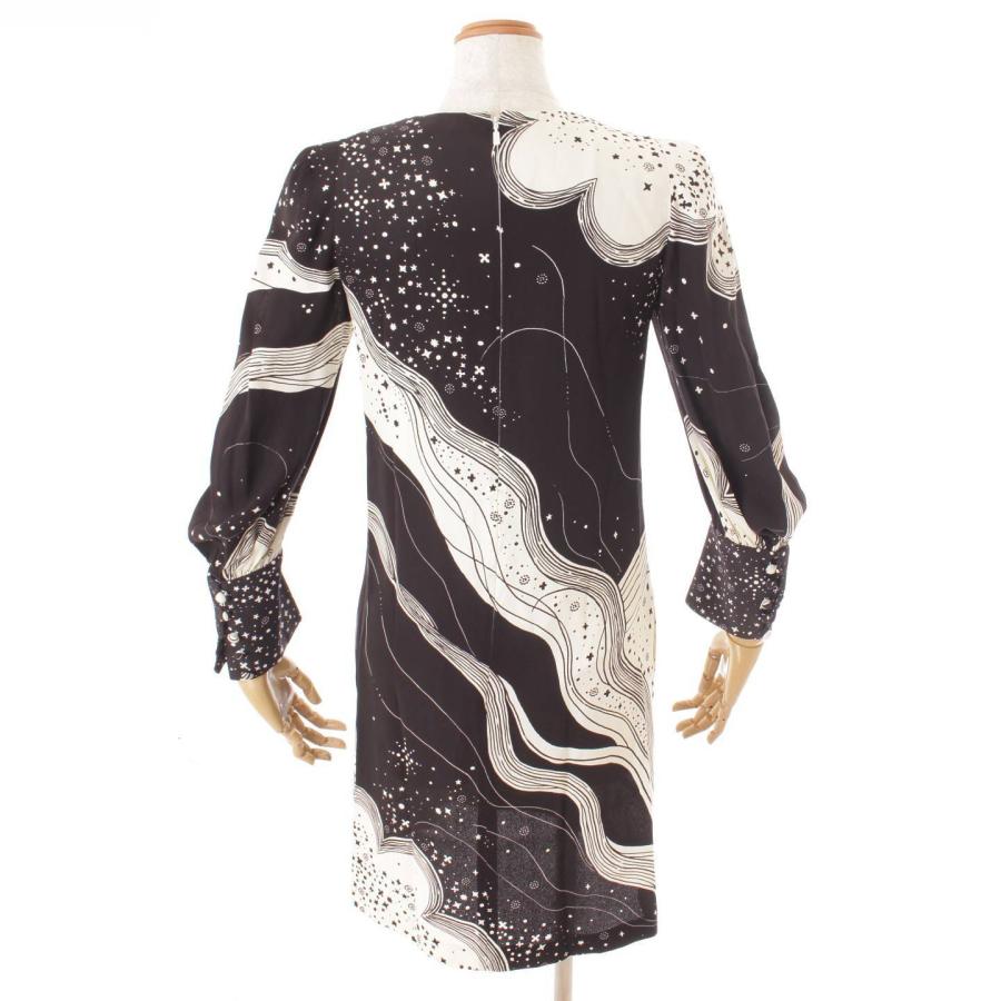 クロエ】Chloe 17年 シルク混 総柄 長袖 ミニ ワンピース ホワイト  