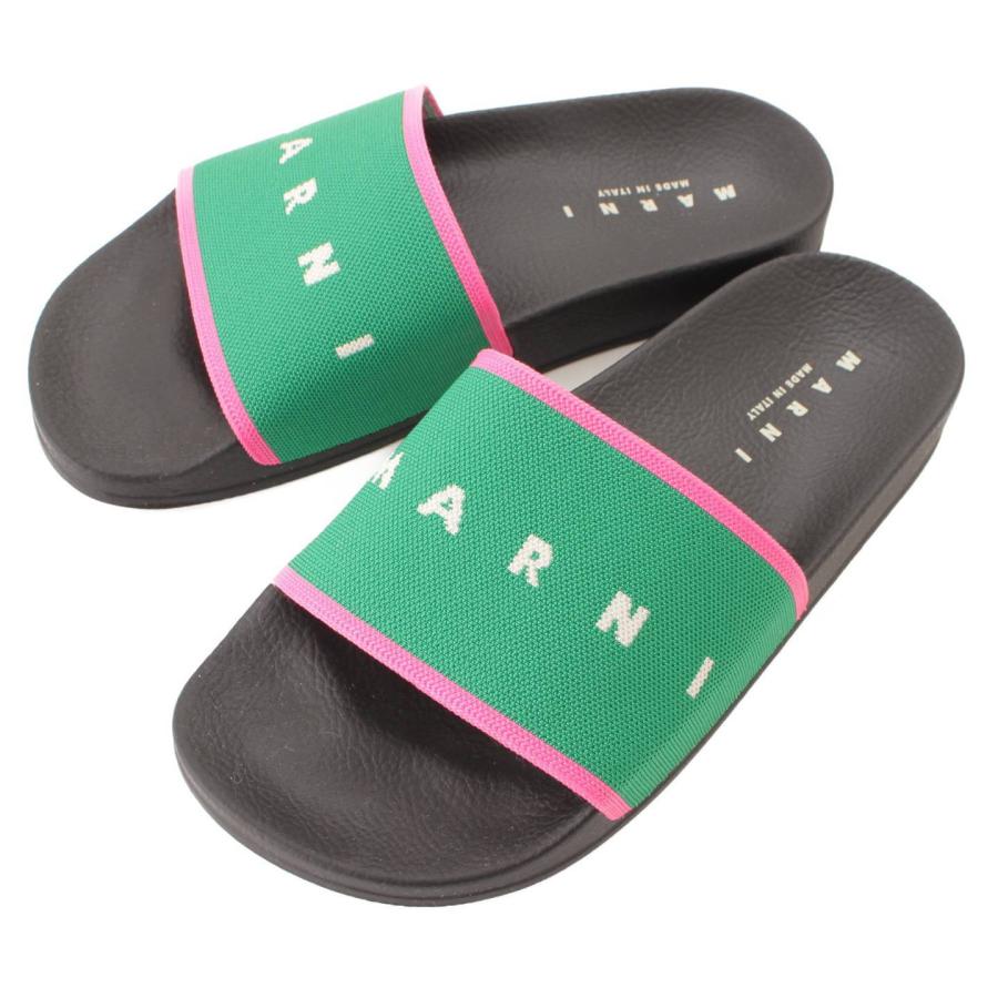 MARNI 【マルニ】Marni バイカラー ロゴ ジャカード スライド サンダル  