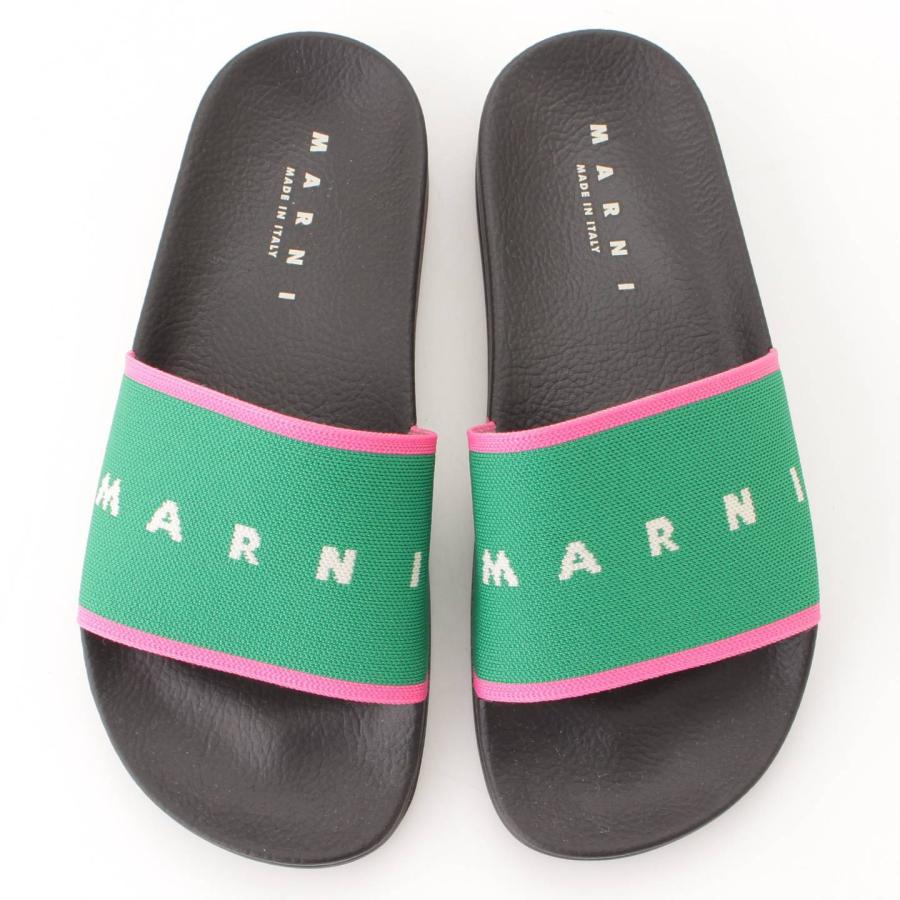 MARNI 【マルニ】Marni バイカラー ロゴ ジャカード スライド サンダル  