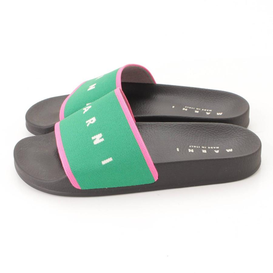 MARNI 【マルニ】Marni バイカラー ロゴ ジャカード スライド サンダル  