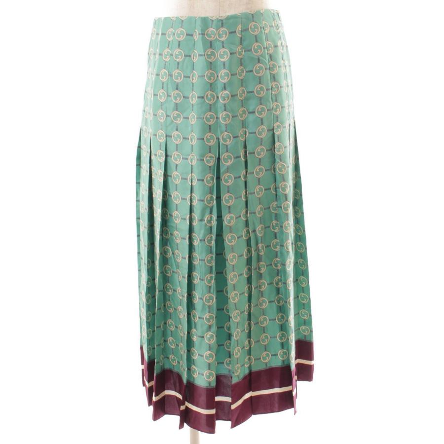 GUCCI 【グッチ】Gucci インターロッキング シルク プリーツスカート  