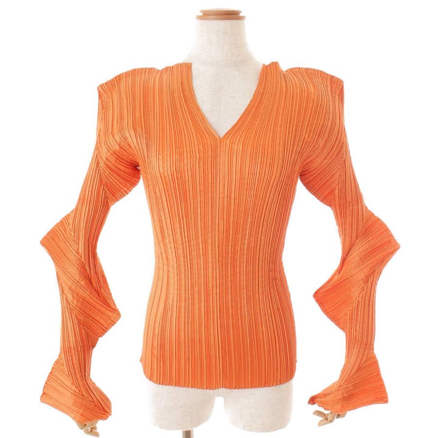 イッセイミヤケ】Issey miyake 変形 Vネック プリーツ ブラウス シャツ