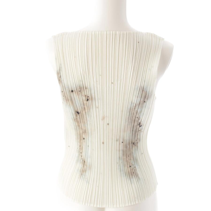 プリーツプリーズ イッセイミヤケ CAI GUO QIANG 蔡國強 ドラゴン ノースリーブ トップス PP97-JK071 ホワイト系 3【中古】 プリーツプリーズ イッセイミヤケ CAI GUO QIANG 蔡國強 ドラゴン
