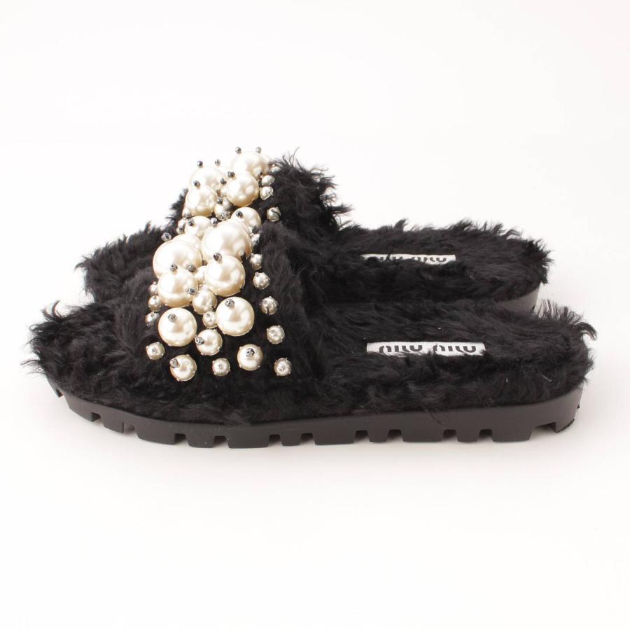 miu 【ミュウミュウ】Miu Miu パール ビジュー付き モヘア×コットン 