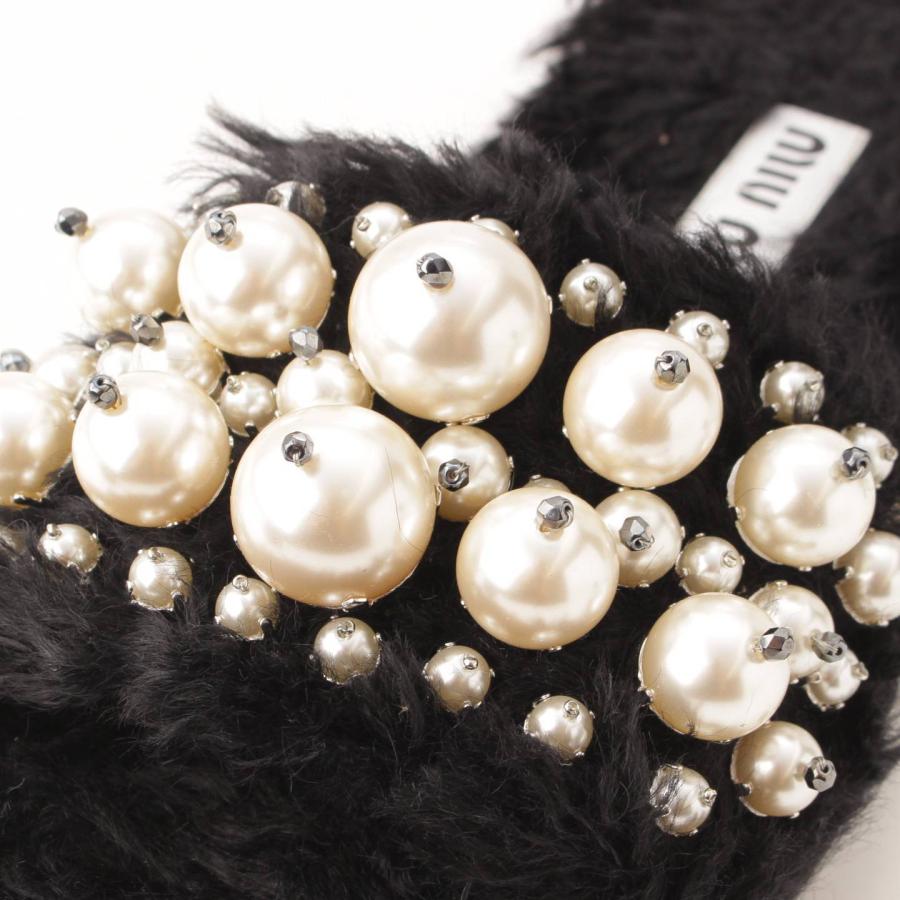 miu 【ミュウミュウ】Miu Miu パール ビジュー付き モヘア×コットン 