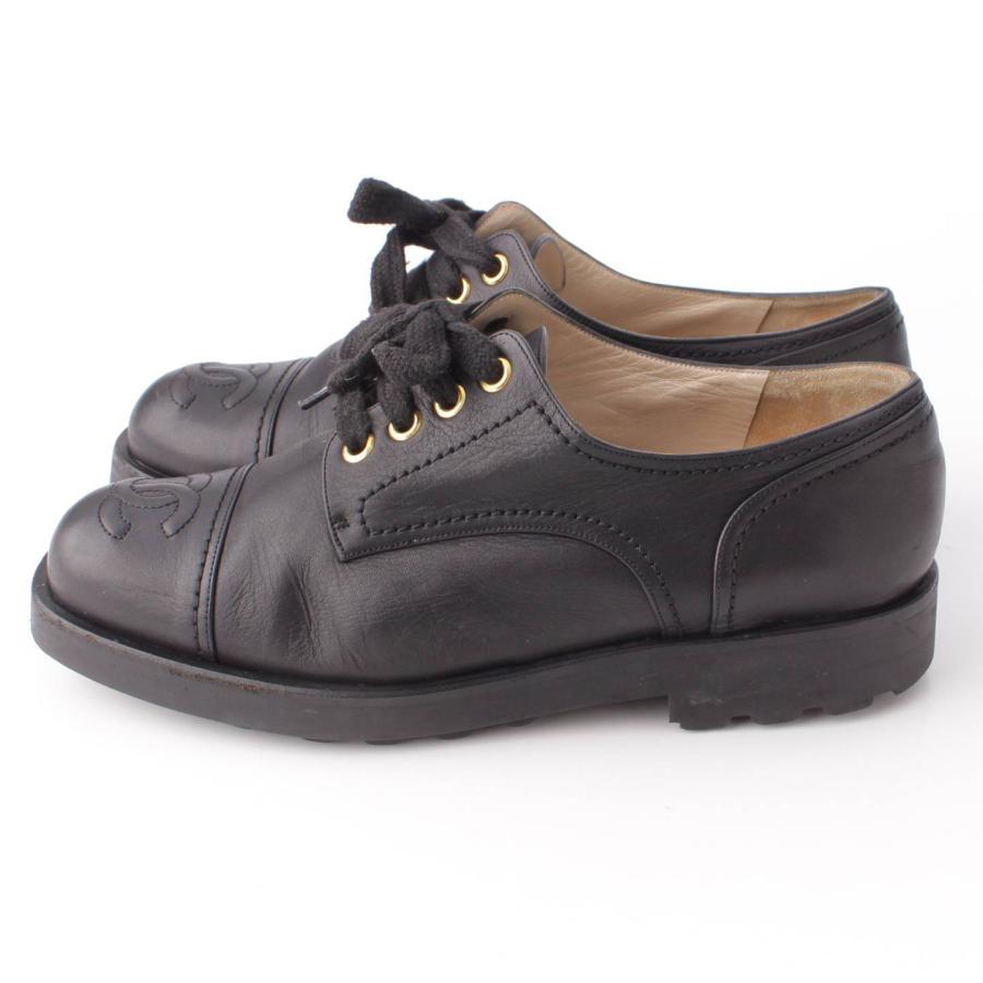 シャネル(Chanel) ココマーク レースアップ シューズ ブラック 38