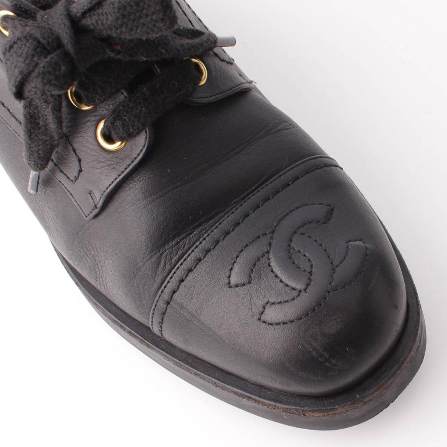 シャネル(Chanel) ココマーク レースアップ シューズ ブラック 38 シャネル(Chanel) ココマーク レースアップ シューズ ブラック 38