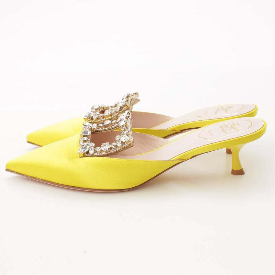 ロジェヴィヴィエ】Roger Vivier サテン ストラスバックル ミュール 