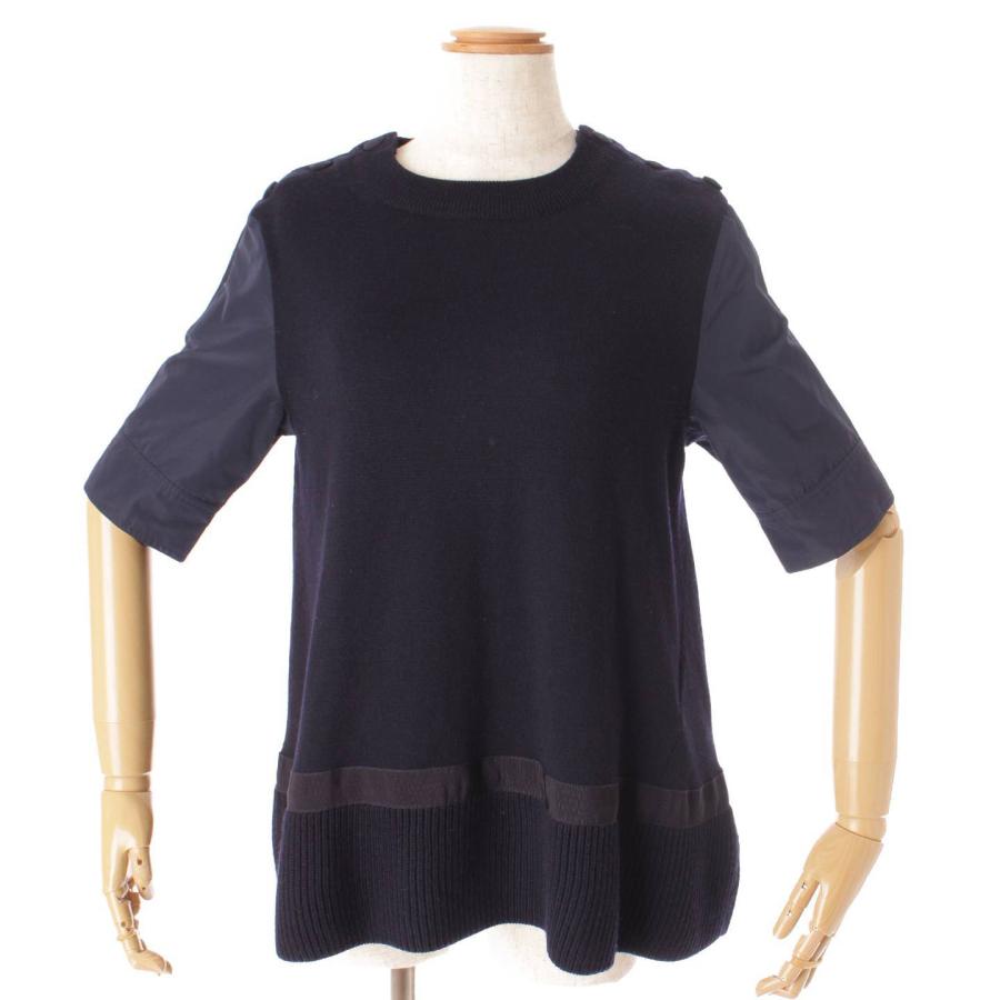 MONCLER 【モンクレール】Moncler MAGLIONE 袖切替 半袖 フレア ニット  