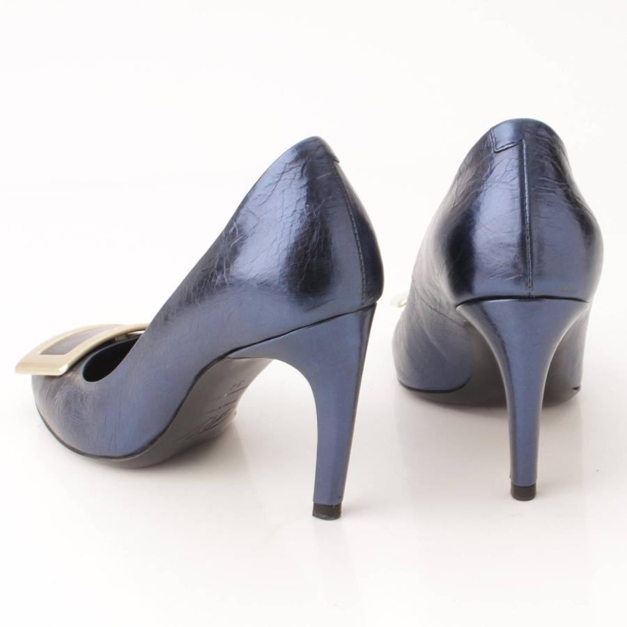 ロジェヴィヴィエ】Roger Vivier レザー スクエアバッグル ラウンド 