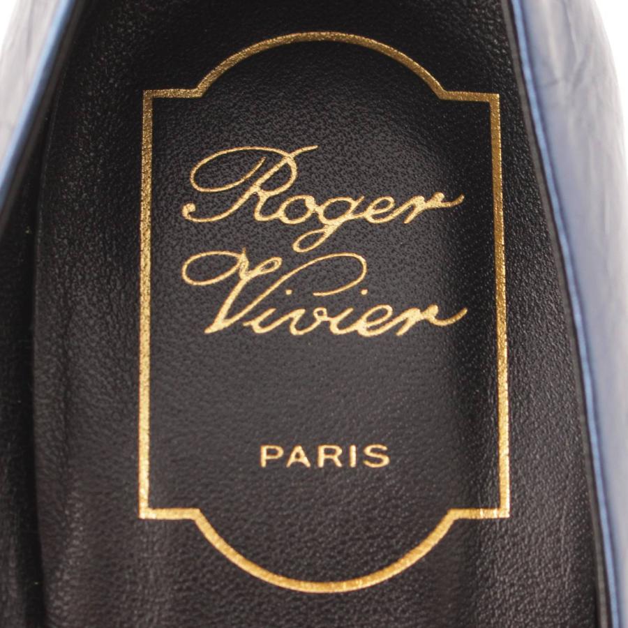 【ロジェヴィヴィエ】Roger Vivier　レザー スクエアバッグル ラウンドトゥ ヒールパンプス ブルー 34 【中古】【正規品保証】168399｜retrojp｜07