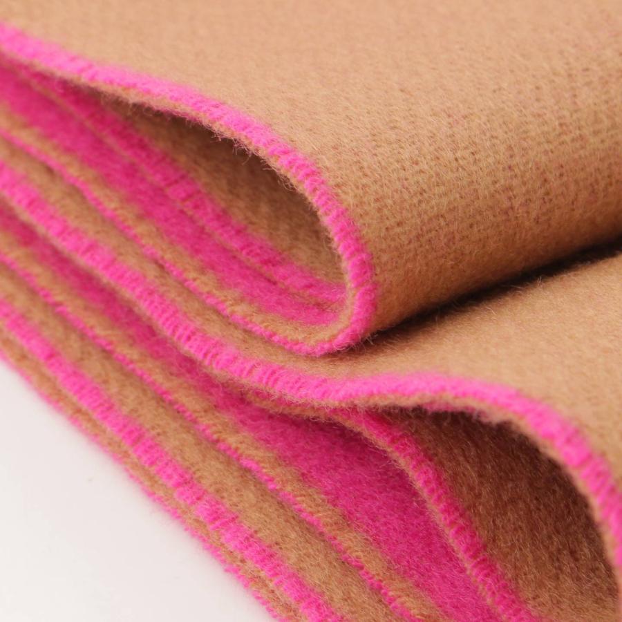 LOEWE ウールマフラー リバーシブル ブラウン ピンク