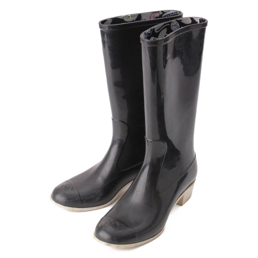 CHANEL 【シャネル】Chanel ココマーク レインブーツ ブラック 38 