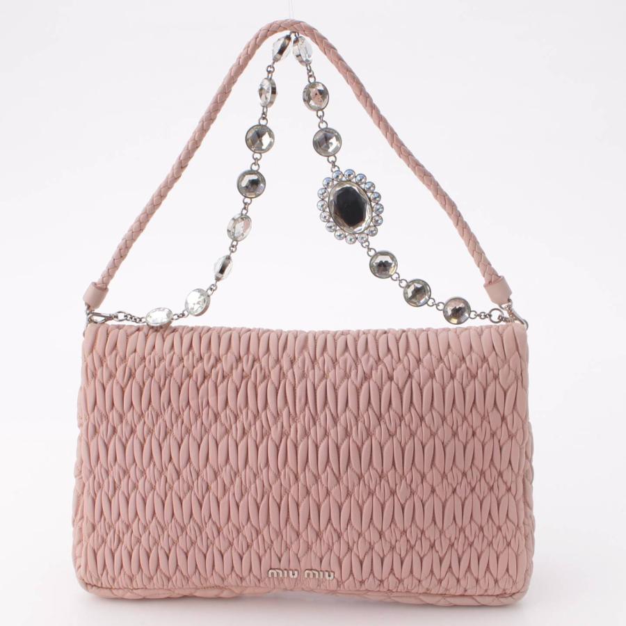 miumiu ナッパクリスタル 2way ピンクベージュ 正規品