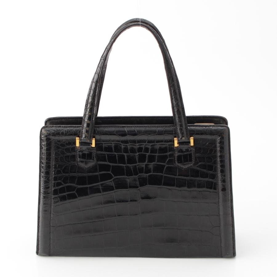 HERMES（エルメス） クロコ ゴールド金具 ロック付き ハンドバッグ 