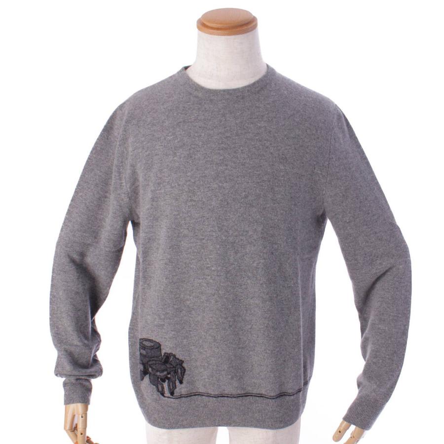 エルメス】Hermes メンズ カシミヤ混 スパイダー柄 クルーネック