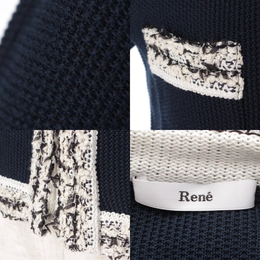 Rene ジャケット　ノーカラー　ネイビー　パール Rene ジャケットノーカラーネイビーパール