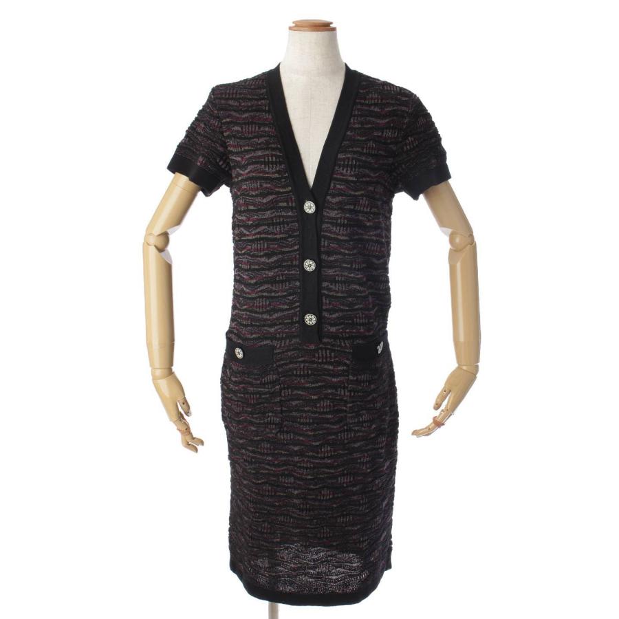 シャネル】Chanel 16C ココマーク フラワーボタン ニット ワンピース