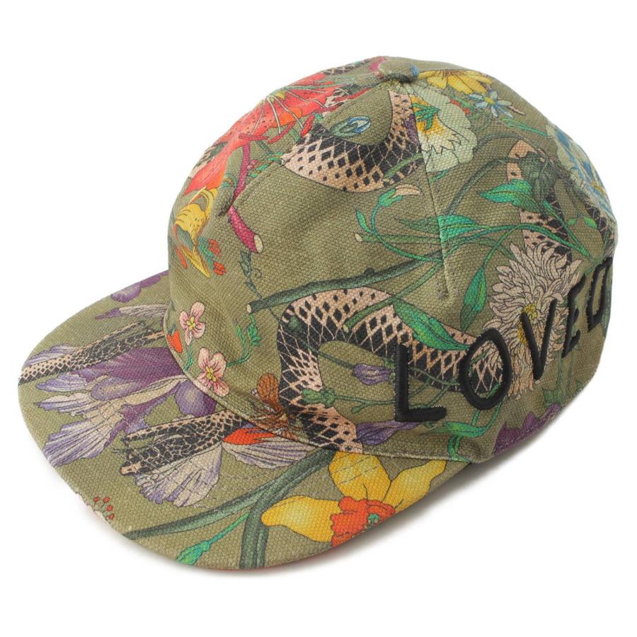 【グッチ】Gucci メンズ LOVED スネーク コットンキャンバス ロゴ キャップ 帽子 マルチカラー XL60 【中古】【正規品保証