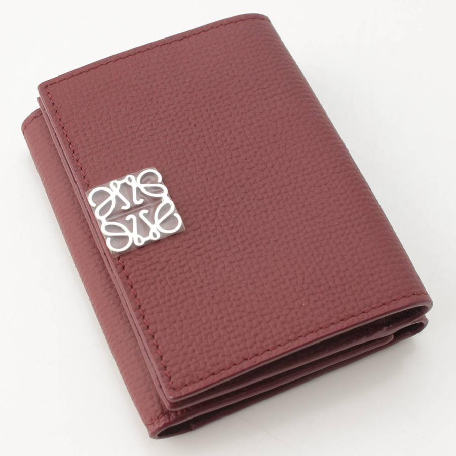 極上美品✨ロエベ　トライフォールドウォレット　アナグラム　バーガンディ　ボルドー 未使用】ロエベ アナグラム トライフォールドウォレット スモール 財布