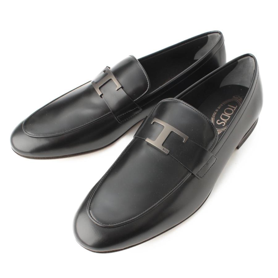 トッズ】Tods Tタイムレス レザー ローファー シューズ ブラック 8 未