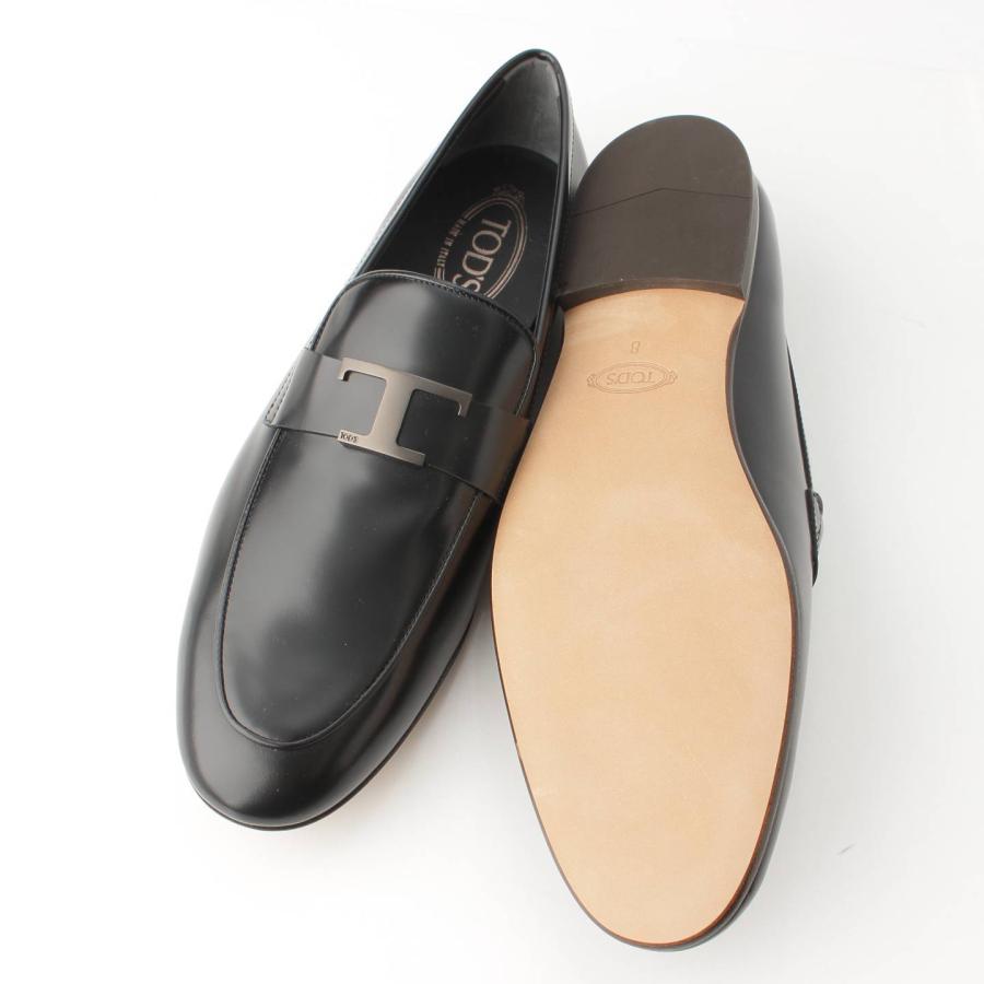 トッズ】Tods Tタイムレス レザー ローファー シューズ ブラック 8 未