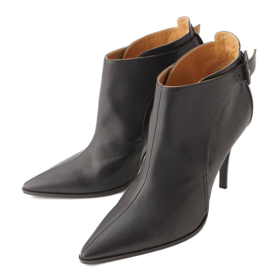 エルメス】Hermes レザー アンクルブーツ ヒール ブーティ ブラック 37