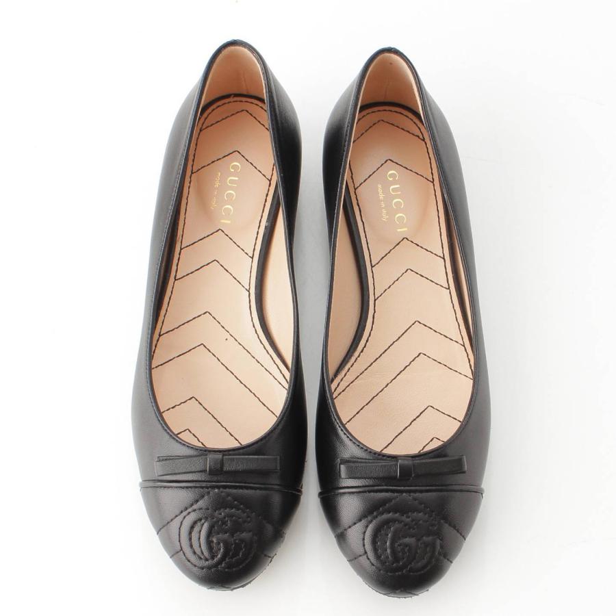 グッチ】Gucci GGマーモント レザー フラットシューズ 680878 ブラック