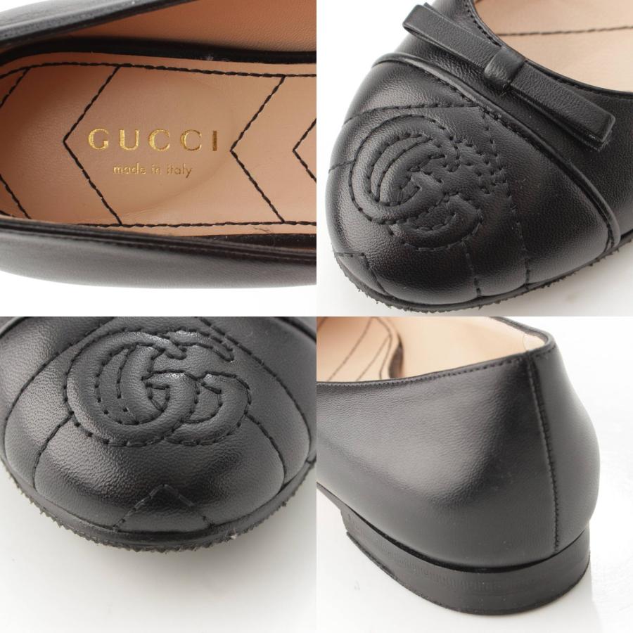 グッチ】Gucci GGマーモント レザー フラットシューズ 680878 ブラック 