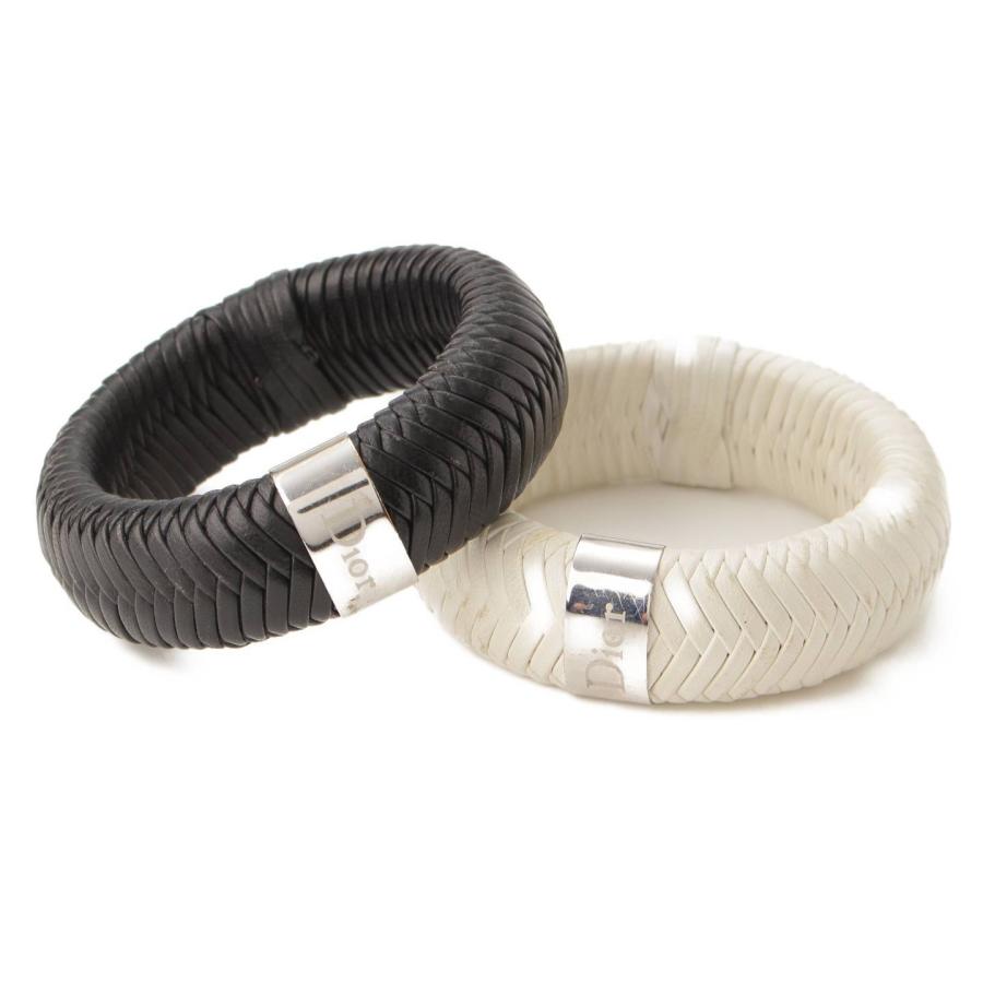 クリスチャンディオール】Christian Dior ロゴ レザー バングル