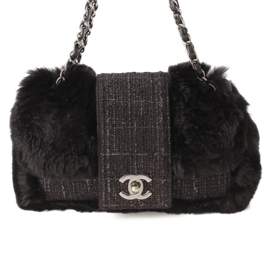 CHANEL 【シャネル】Chanel ココマーク ツイード×ファー Wチェーン 