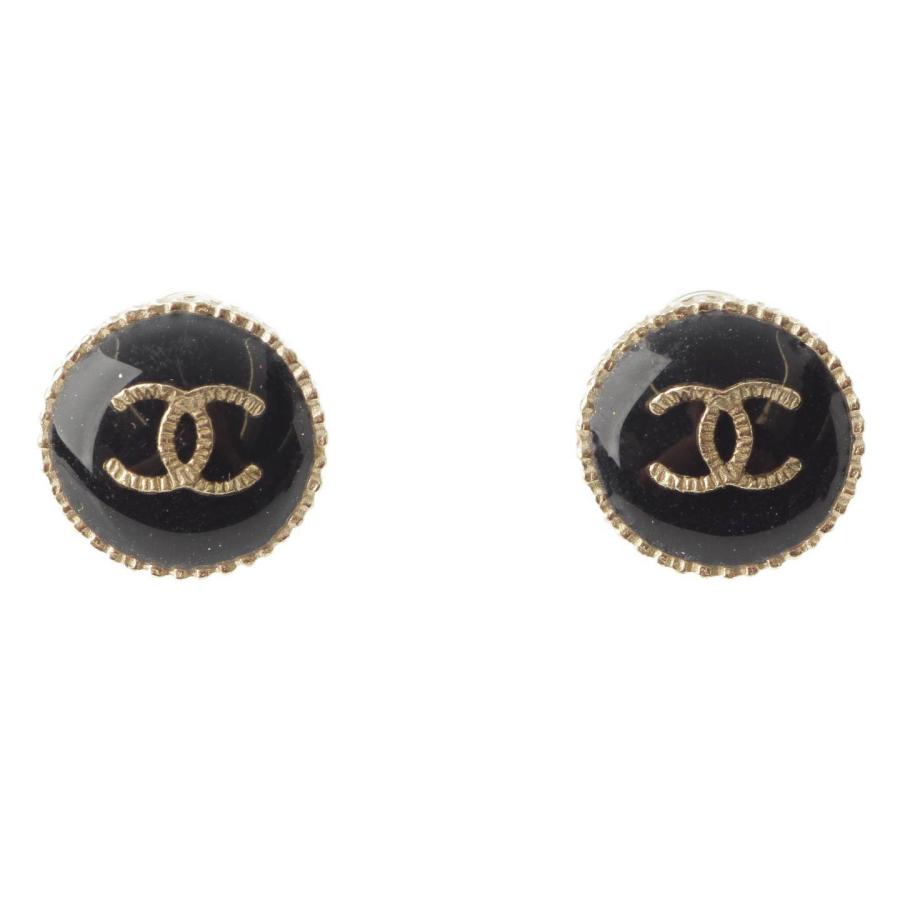 CHANEL 【シャネル】Chanel A17 ココマーク ラウンド ピアス ブラック  