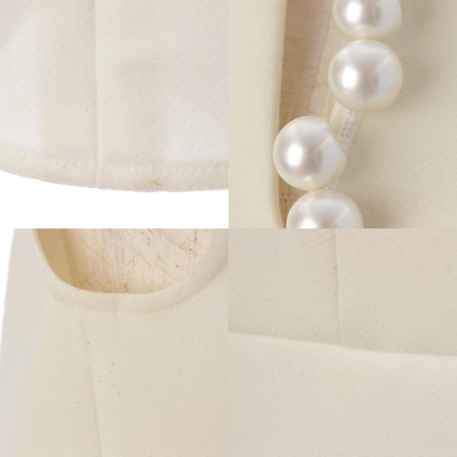 YOKO CHAN ホワイト パールボタン トップス YOKO CHAN ホワイト ノースリーブ トップス パールボタン