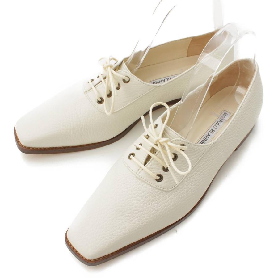 マノロブラニク ホワイトフラットシューズ 37メ 【公式通販】