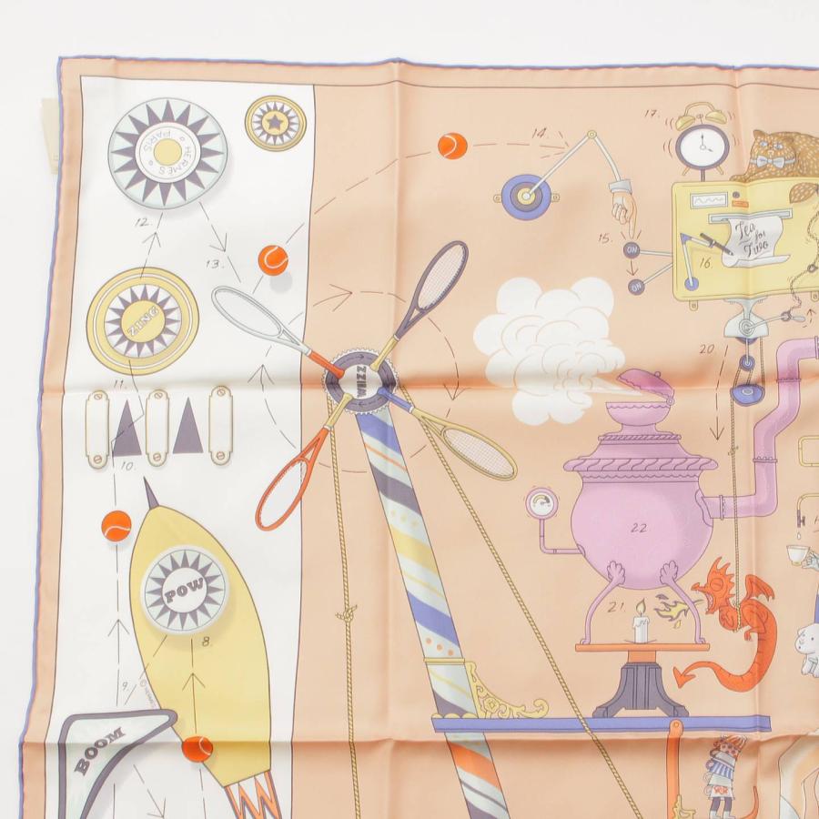 【エルメス】Hermes カレ90 シルクスカーフ Tea for Two ティー・フォー・トゥー ローズプードル 未使用【中古】【正規品保証