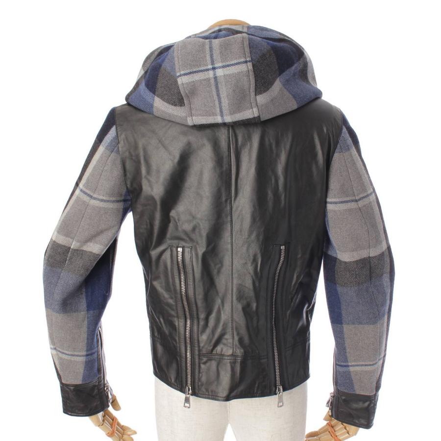 GUCCI 【グッチ】Gucci メンズ レザー ドッキング チェック ライダース 