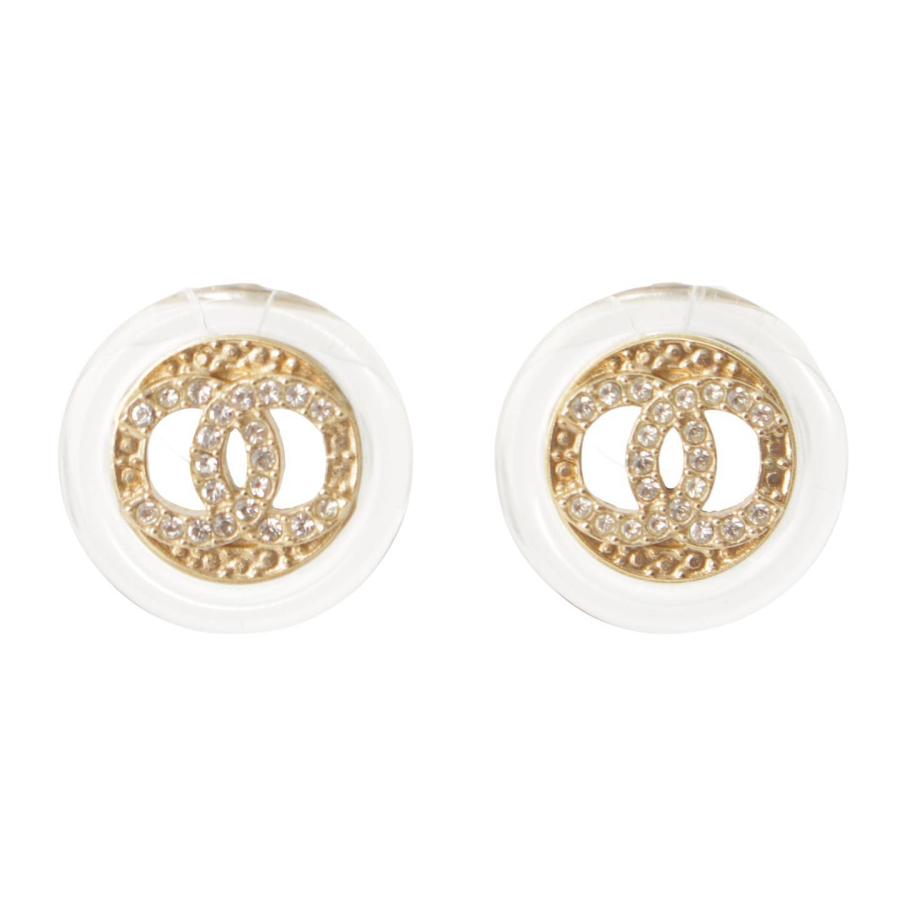 Chanel 透明・金色 ロゴ入り 立方体ピアス(片耳用) Chanel 透明・金色 ロゴ入り 立方体ピアス(片耳用) Chanel 透明