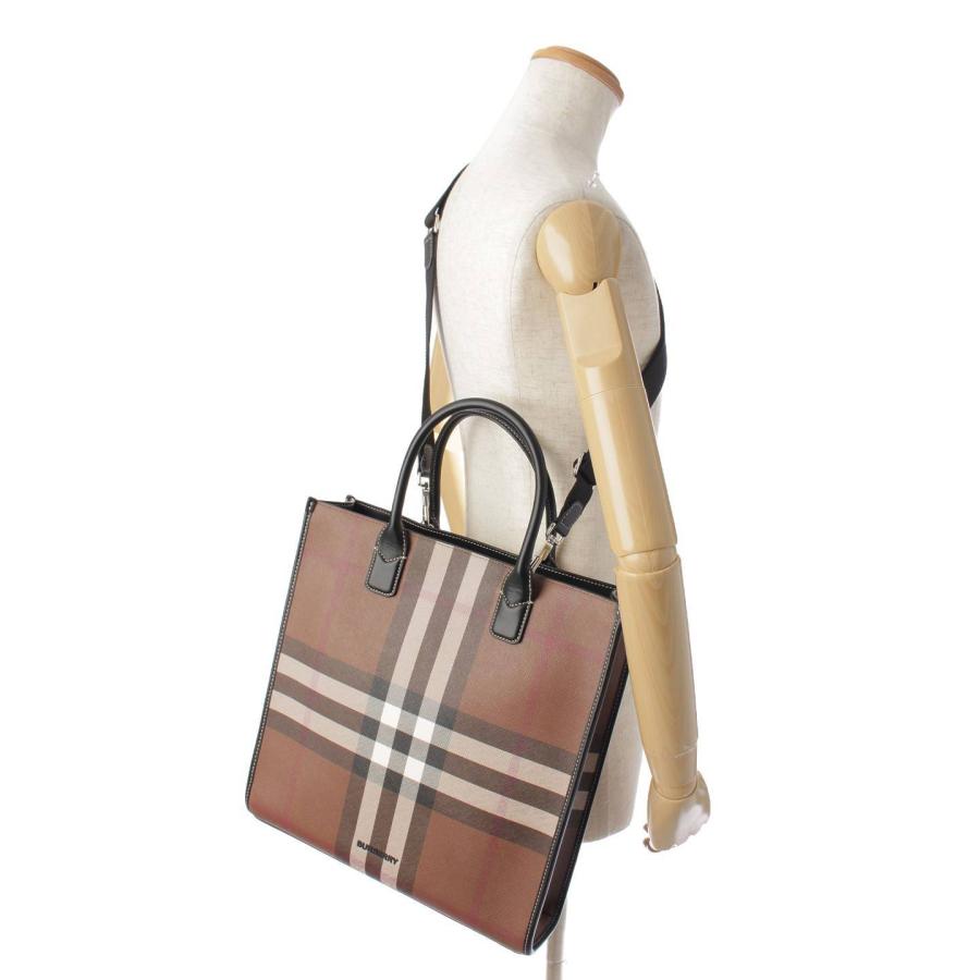 【現行・未使用級】バーバリー トートバッグ デニー チェック 2way ブラウン 現行・未使用級】バーバリー トートバッグ デニー チェック 2way