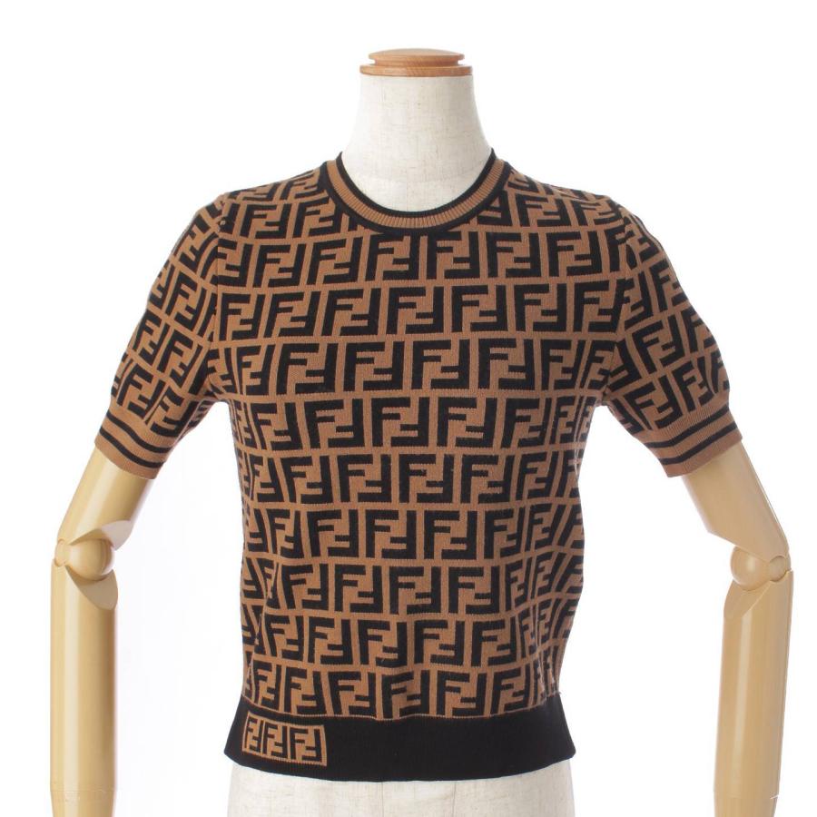 FENDI 【フェンディ】Fendi FF柄 半袖 クルーネック ニット トップス 