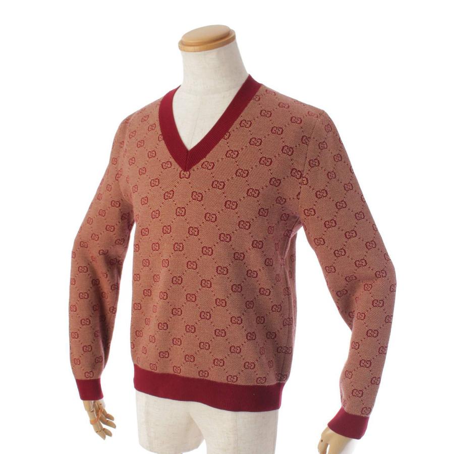 グッチ】Gucci メンズ GG柄 Vネック 長袖 ウール コットン ニット  
